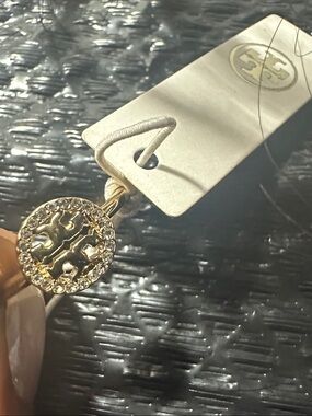 Tory Burch Gold-Tone Crystal Double T Logo Ring - Size - 6